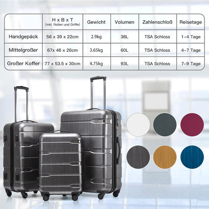 Hartschalen-Koffer Rollkoffer Reisekoffer PC Material TSA-Schloss 4