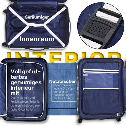 COOLIFE Hartschalen-Koffer Set, 3tlg Blau PC Material
