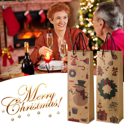 Geschenktaschen Weintüten Weihnachten 6 Stück Flaschentüten für Wein