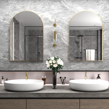 Gewölbter Wandspiegel 60x90cm mit Goldrahmen – Badezimmer Spiegel