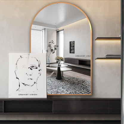 Gewölbter Wandspiegel 60x90cm mit Goldrahmen – Badezimmer Spiegel