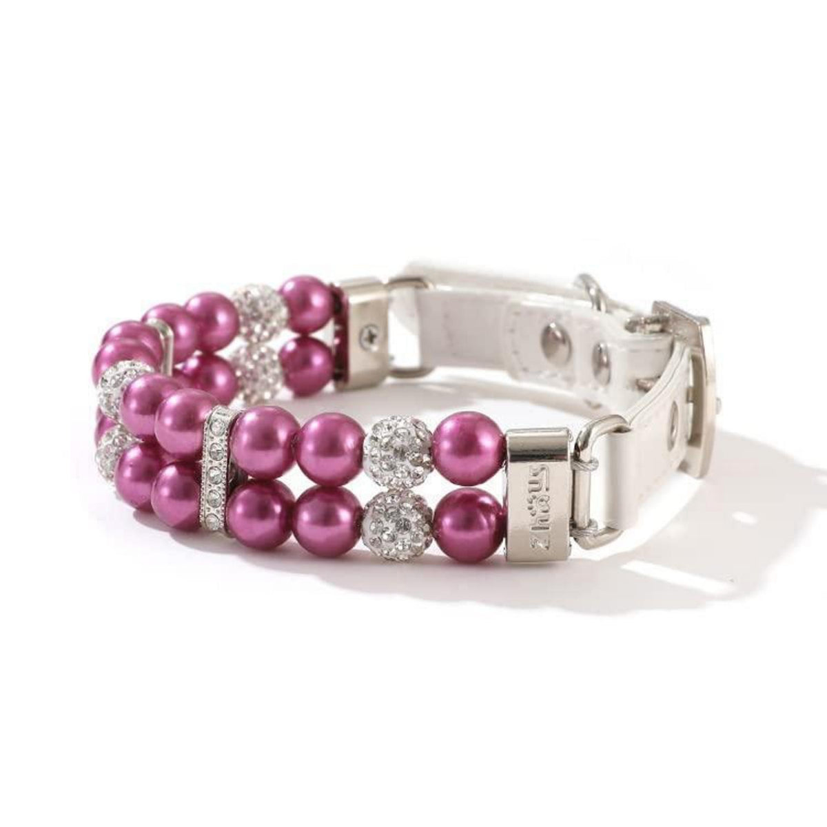 Hundehalsband Perle Violett, Verstellbar M 33cm