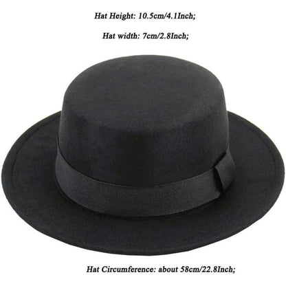 Wollmischung Fedora Hut, Breite Krempe, Schwarz