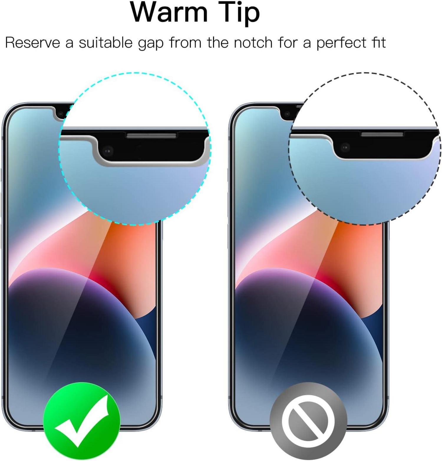 Schutzfolie Panzer Glas Displayschutz iPhone 14 6,1 Zoll 3er Pack