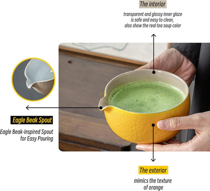 Matcha Schale 510ml Naturstein Mandarine-Gelb mit