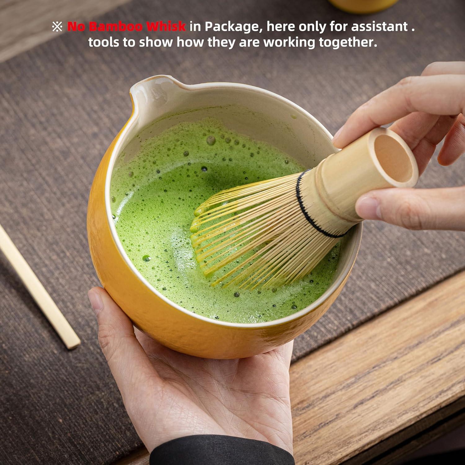 Matcha Chawan 510ml Schneebesenablage Keramik mandarin-gelb Teeschale
