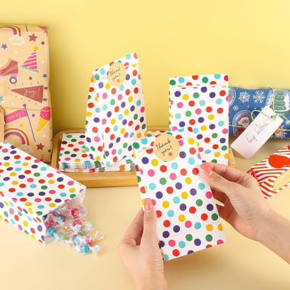 25 Stück Papiertüten Kindergeburtstag Regenbogen Punkte Mitgebsel