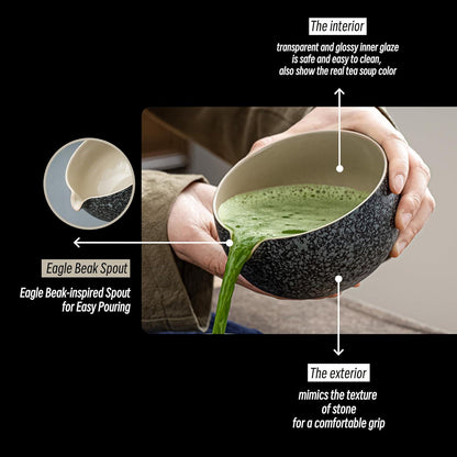 TEANAGOO Japanischer Naturstein-Matcha-Chawan mit
