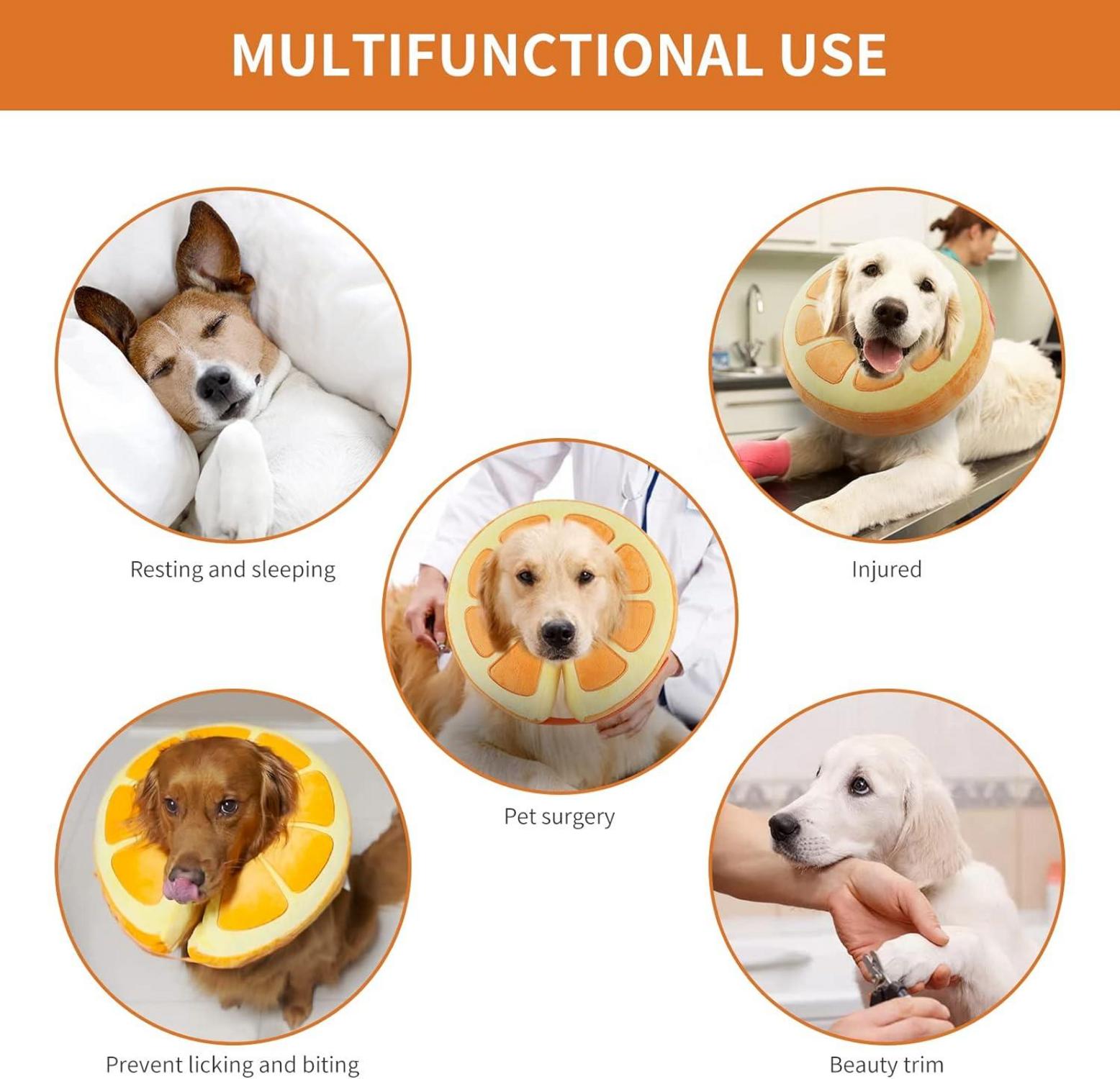 Aufblasbare Halskrause Hund Leckschutz Einstellbar Bequem XL Orange