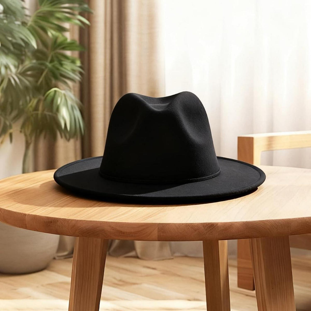 Moderner Fedora Hut aus Wollmischung mit breiter Krempe