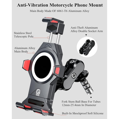 Motorrad Handyhalterung mit Vibrationsdämpfer & Diebstahlschutz