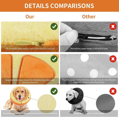 IEUUMLER Aufblasbare Halskrause Hund Leckschutz Verhindert Beißen Kratzen EU004 Orange L