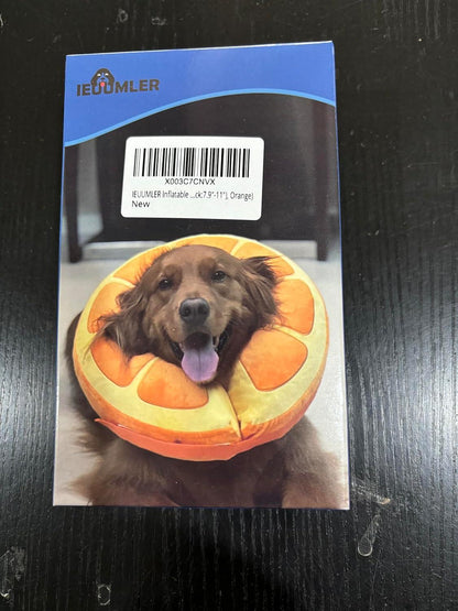 IEUUMLER Aufblasbare Halskrause Hund Leckschutz Verhindert Beißen Kratzen EU004 M Orange