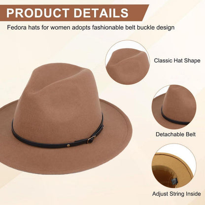 Fedora Hut mit Gürtelschnalle – Klassischer Filzhut Khaki