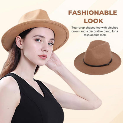 Fedora Hut mit Gürtelschnalle – Klassischer Filzhut Khaki