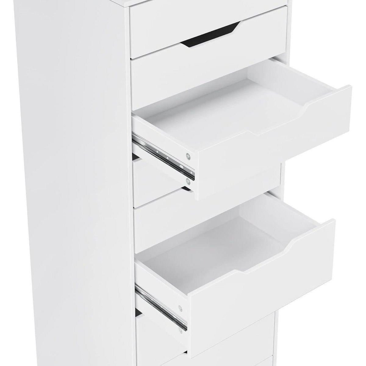 Weiße Kommode mit 9 Schubladen – Schmaler Schubladenschrank