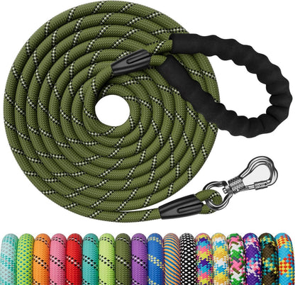 Schleppleine für Hunde 10M 10mm Schwarz mit Gepolstertem Griff und