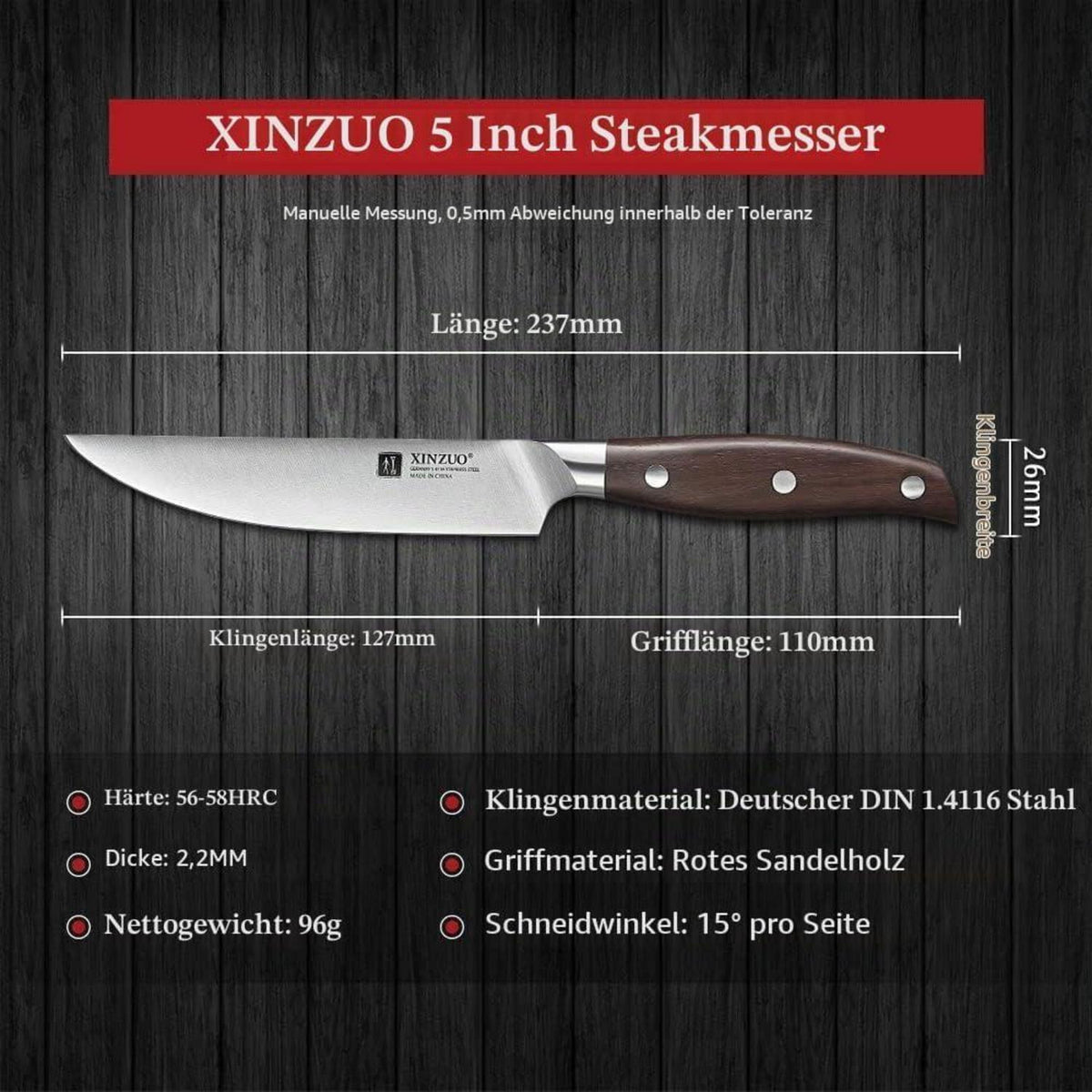 Steakmesser Set 4-teilig Edelstahl 1.4116 | Scharfes Besteck für Zuhause