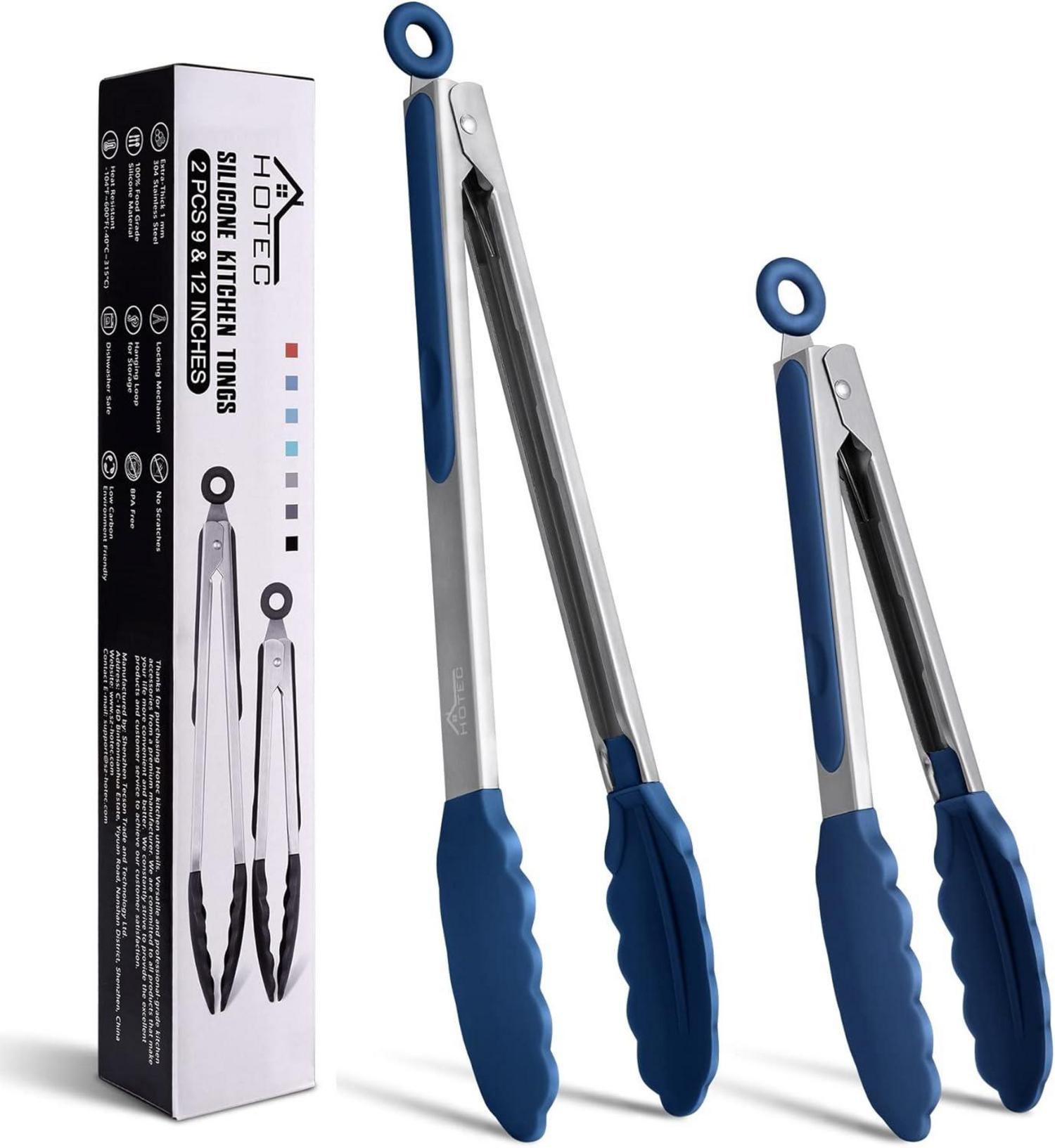 Küchenzange Edelstahl Silikonspitzen 2er Set 22,9 cm 30,5 cm