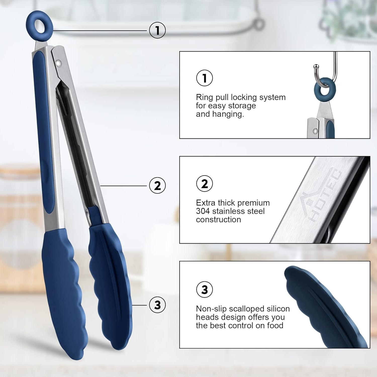 Küchenzange Edelstahl Silikonspitzen 2er Set 22,9 cm 30,5 cm