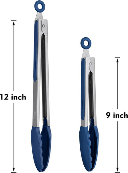 Premium Küchenzange Edelstahl Silikonspitzen 2 Stück 22,9 cm 30,5 cm