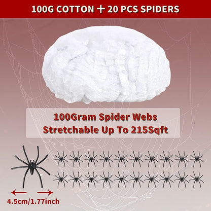 Halloween Deko Horror Spinnennetz mit Spinnen - 100g