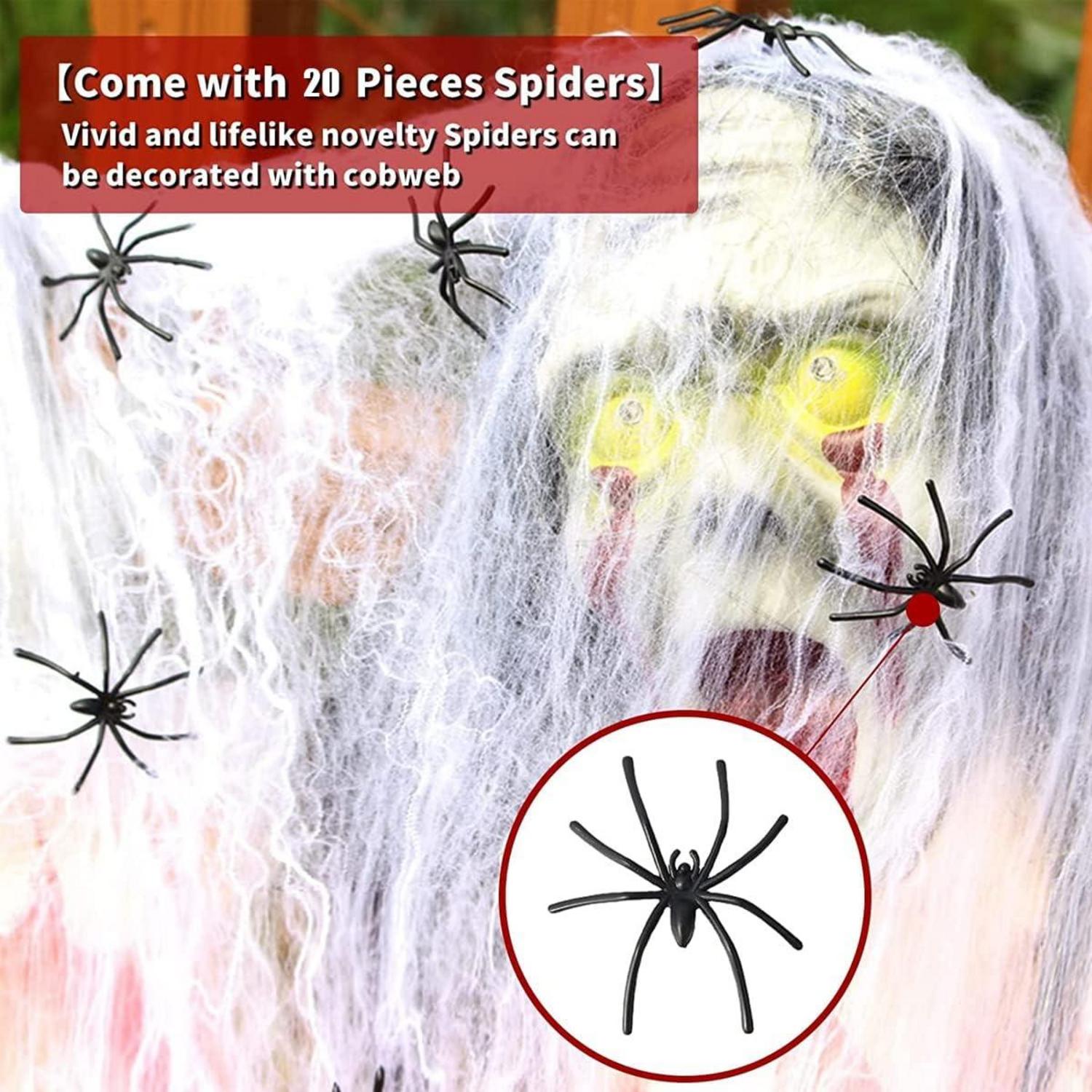 Halloween Deko Spinnennetz 100g mit 30 Spinnen für Grusel Partyzubehör