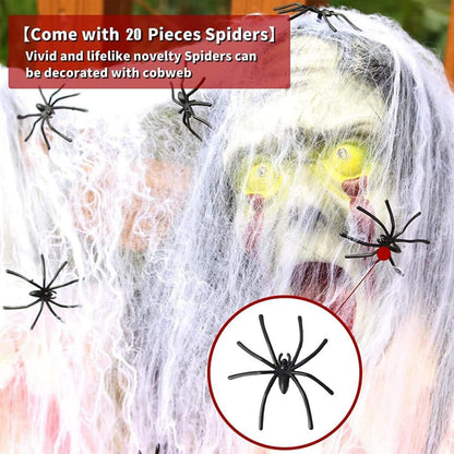 Halloween Deko Spinnennetz 100g mit 30 Spinnen für Grusel Partyzubehör