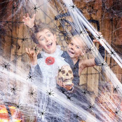 Halloween Deko Spinnennetz 100g mit 30 Spinnen Grusel Partyzubehör
