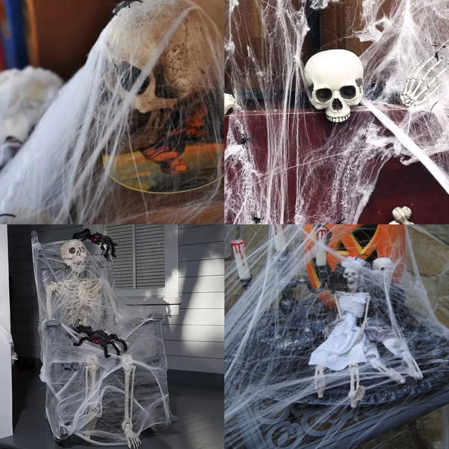 Halloween Deko Spinnennetz 100g mit 30 künstlichen Spinnen