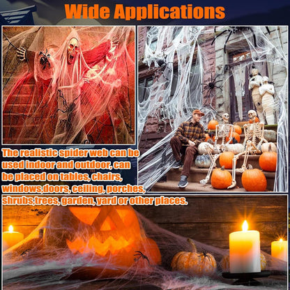 Halloween Deko Spinnennetz 100g mit 30 Spinnen Grusel Partyzubehör