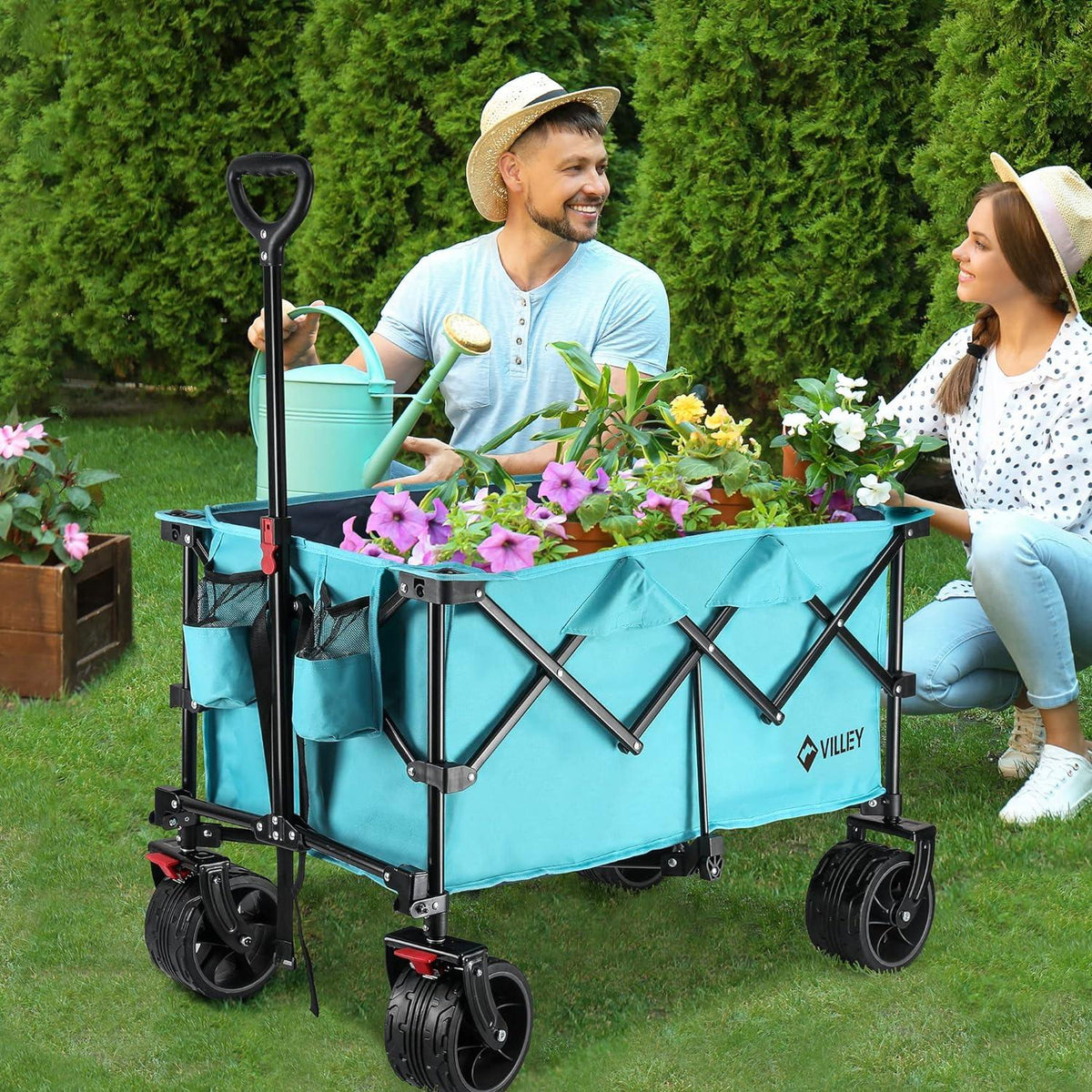 VILLEY Bollerwagen XXL mit großen Rädern 102 kg Tragkraft