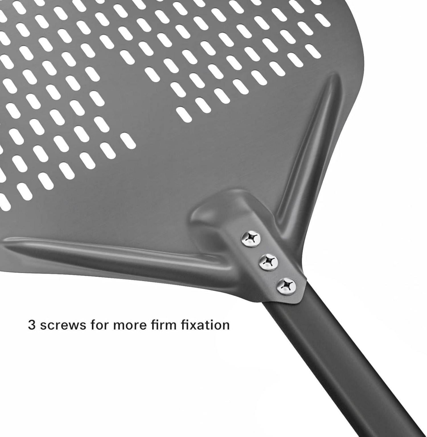 Pizzaschieber 14 Zoll Perforiertes Hart Eloxiertes Aluminium Silikongriff