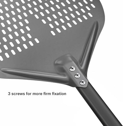 Pizzaschieber 14 Zoll Perforiertes Hart Eloxiertes Aluminium Silikongriff