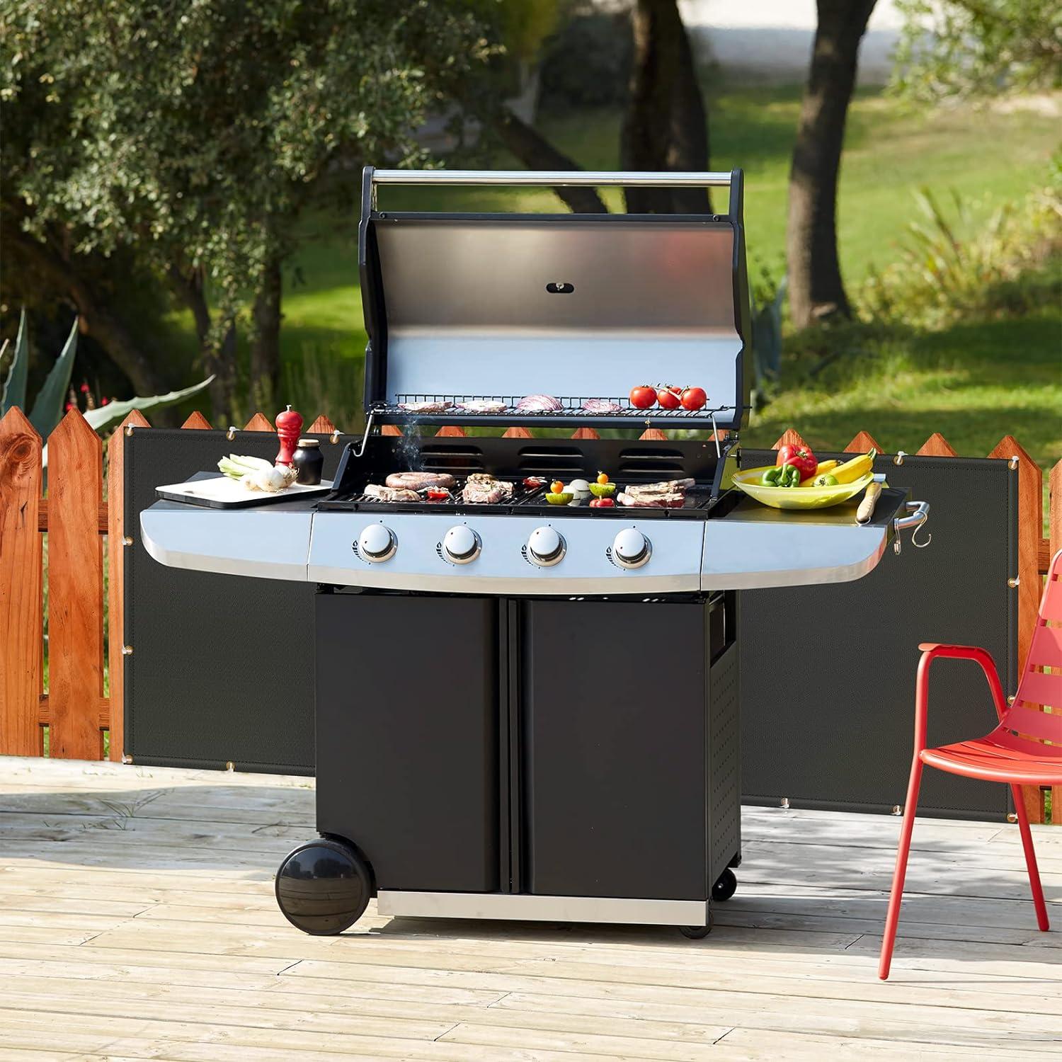 Hitzeschutz Grill Abdeckung für Deckgeländer 90 x 120 cm Schwarz
