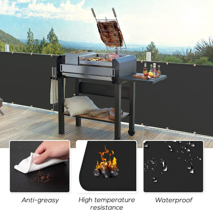 Flasld Grill Hitzeschutz Abdeckung für Deckgeländer 90x120cm Schwarz