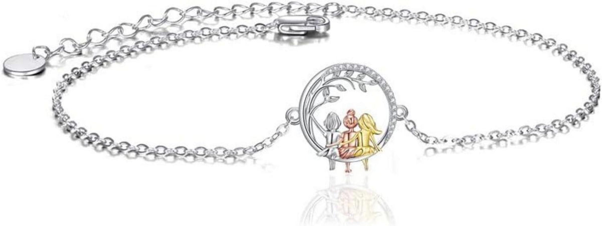 925 Sterling Silber Schwester Herz Armband mit Unendlichkeitszeichen