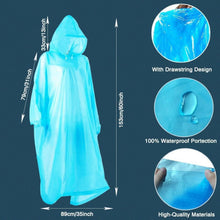 Regenponcho Einweg 5 Stück blau Kapuze Ponchos Wasserdichte