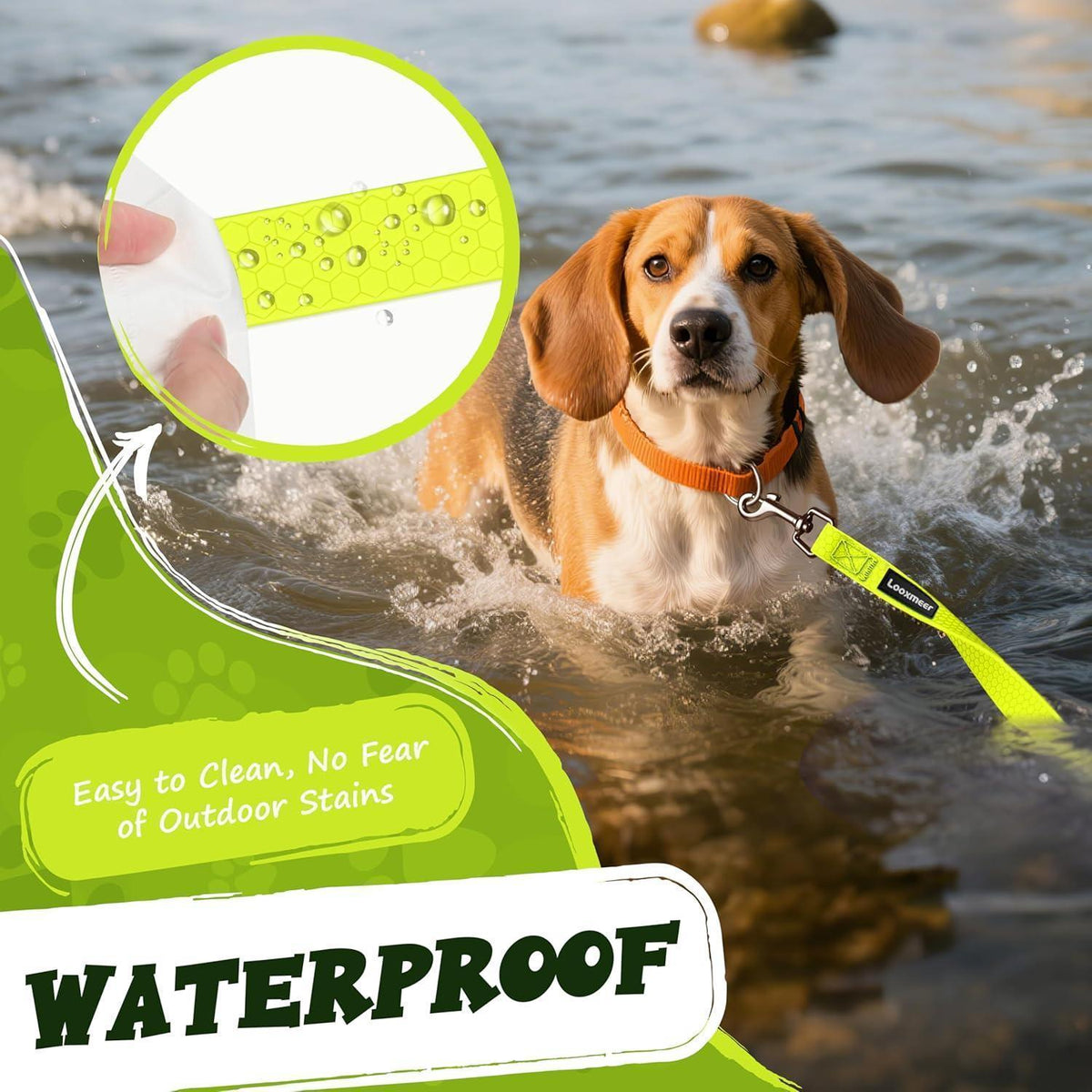 Wasserdichte Schleppleine für Hunde aus Biothane, 3-30m, Neon Gelb