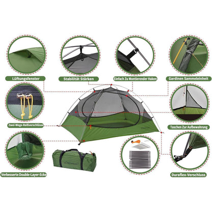 Clostnature 1-Personen Zelt Camping Wasserdicht Ultraleicht