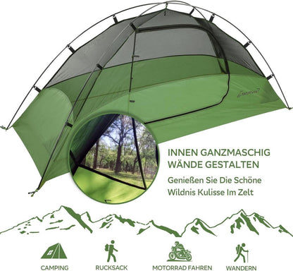 Clostnature Ultraleichtes 1-Personen Campingzelt Waterproof für Trekking, Festival, Strand