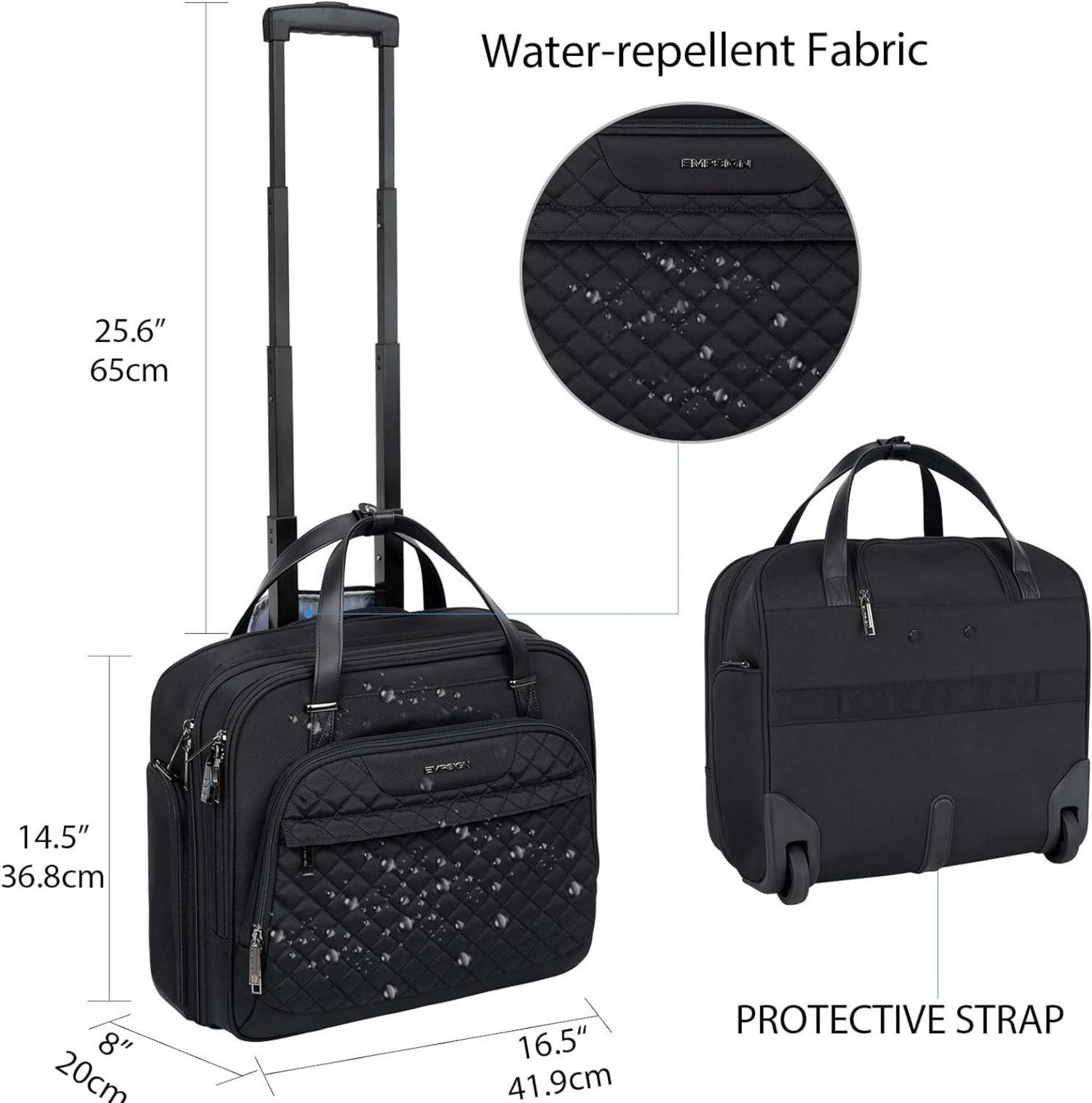 EMPSIGN Trolley Business Rolling Laptop mit Rädern 15.6 Zoll