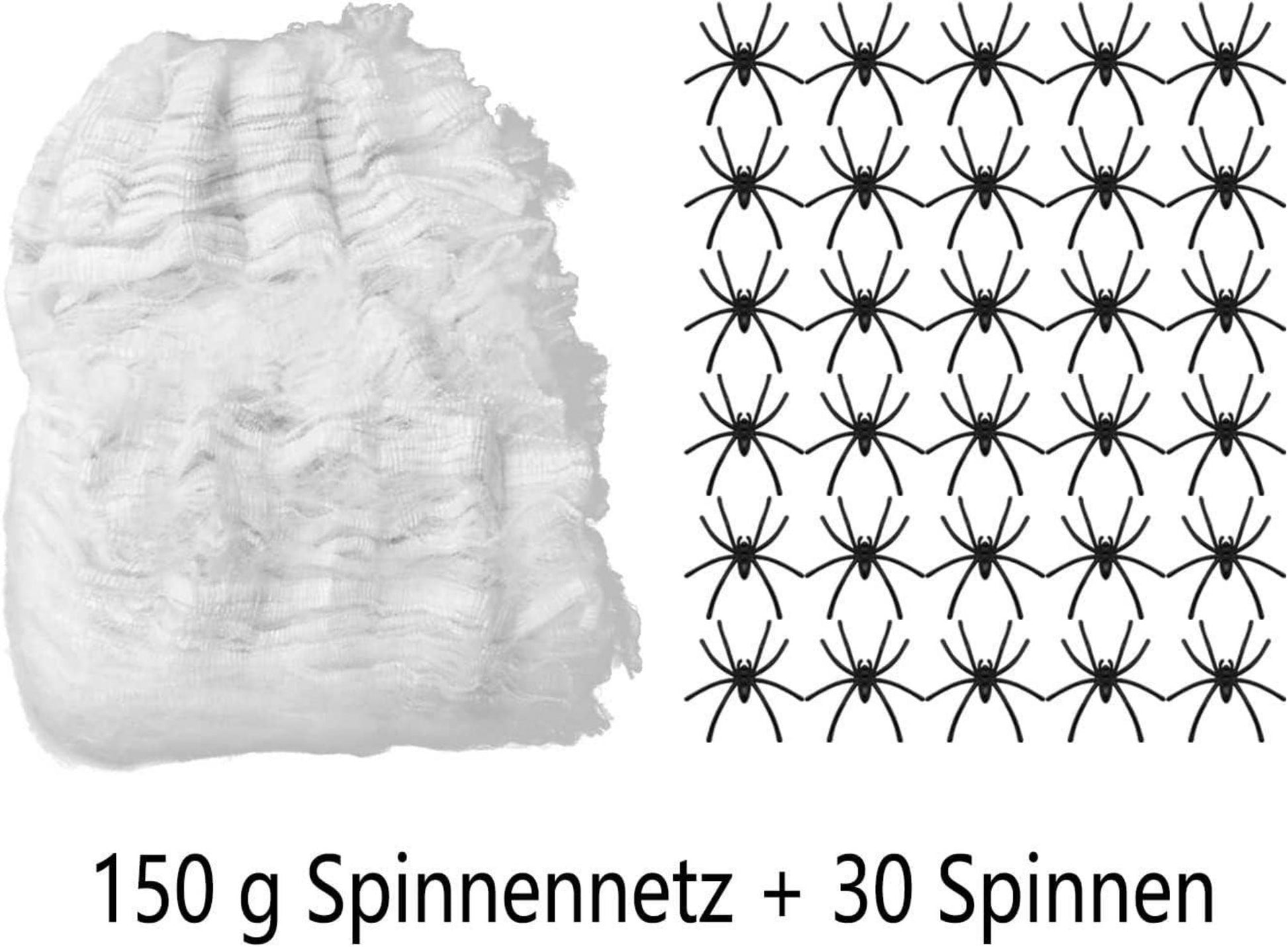 Halloween Spinnennetz 150g + 30 Stück Spinnen Deko Horror