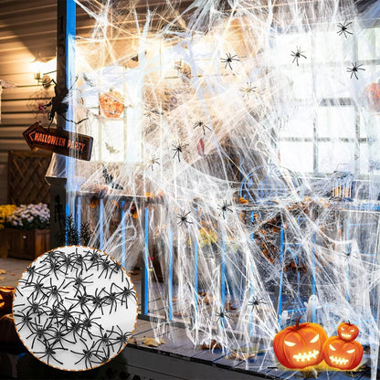 Halloween Spinnennetz 150g und 30 Stück Spinnen Horror Deko