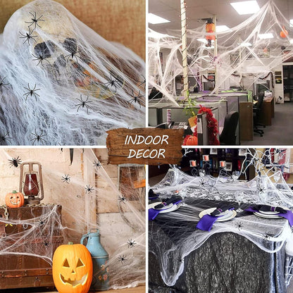 Halloween Spinnennetz 150g + 30 Spinnen Party Deko Indoor Outdoor