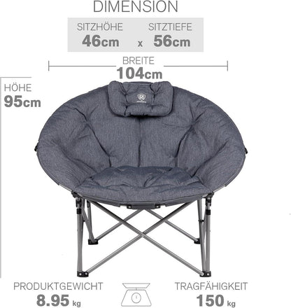 Luxus Campingstuhl XXL 150KG Dick Gepolstert mit Kissen