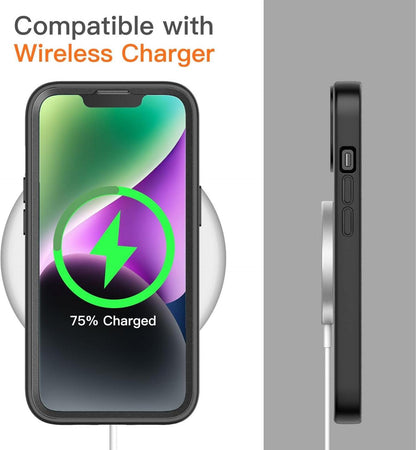 Hülle für iPhone 14 6,1 Zoll mit Schutzfolie Transparent Schwarz