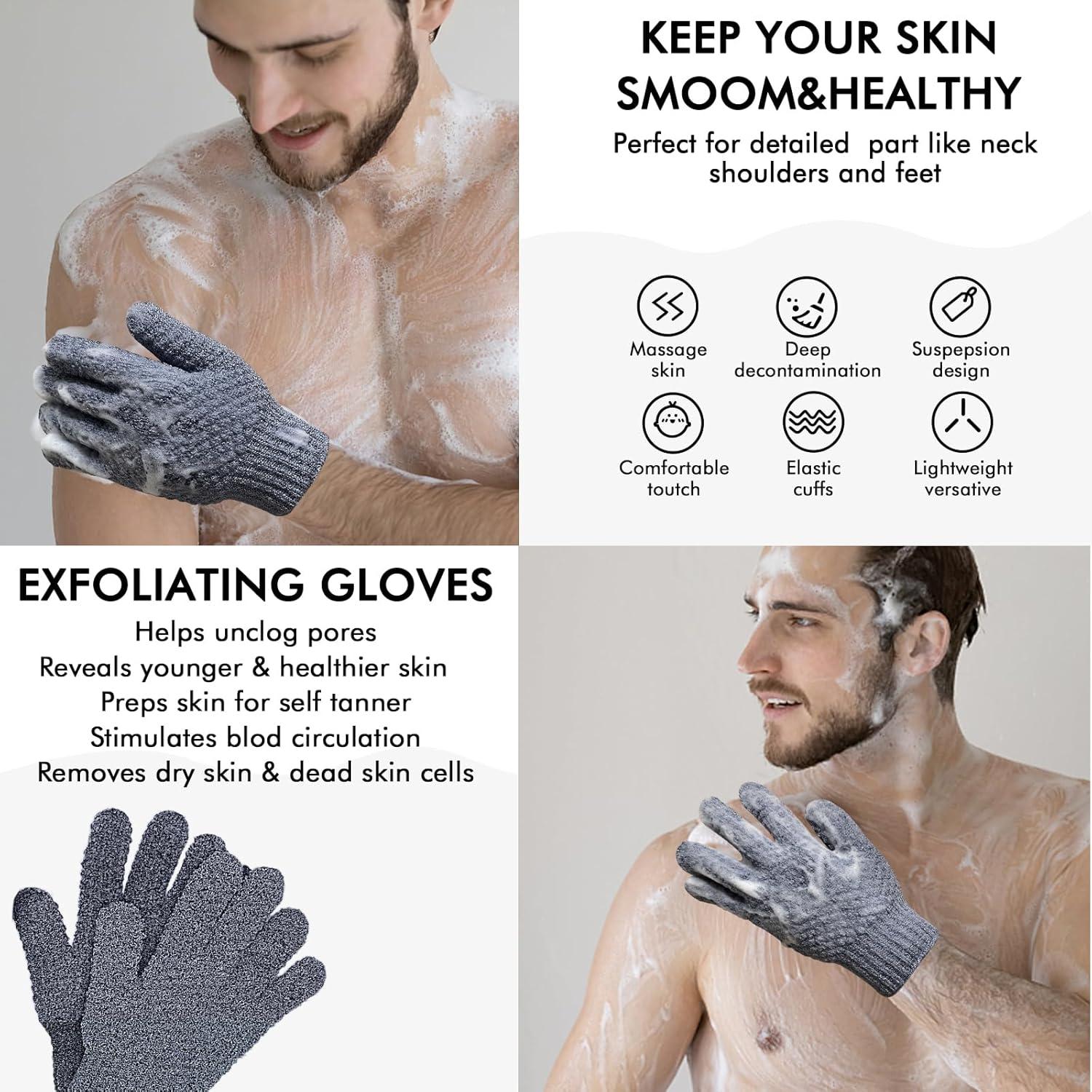 Yiclick 4er Set Peelinghandschuhe Exfoliating Gloves Badezubehör