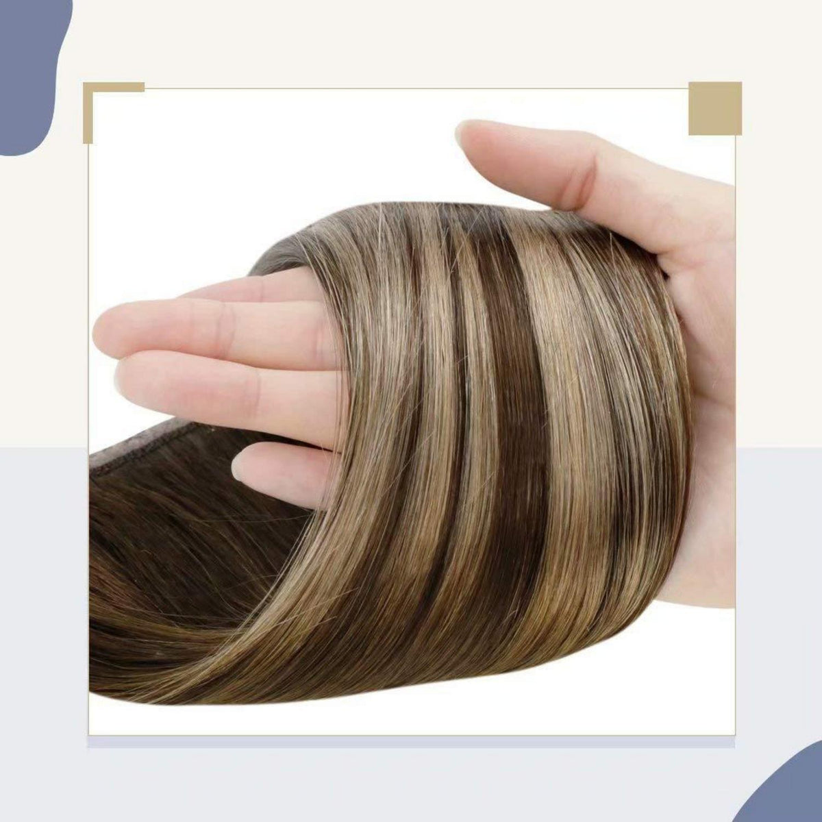 Echthaar Pferdeschwanz Extension Ombre Braun Blond 50cm