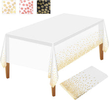 Einweg Tischdecke 137x274cm goldene Punkte weiß-goldene Mottoparty